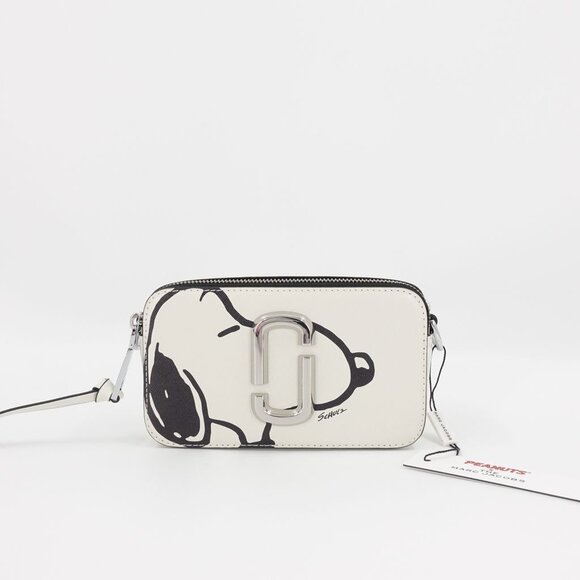 Marc Jacobs x Peanuts Snoopy The Snapshot Logo Plaque Crossbody Bag White OS - Picture 7 of 14